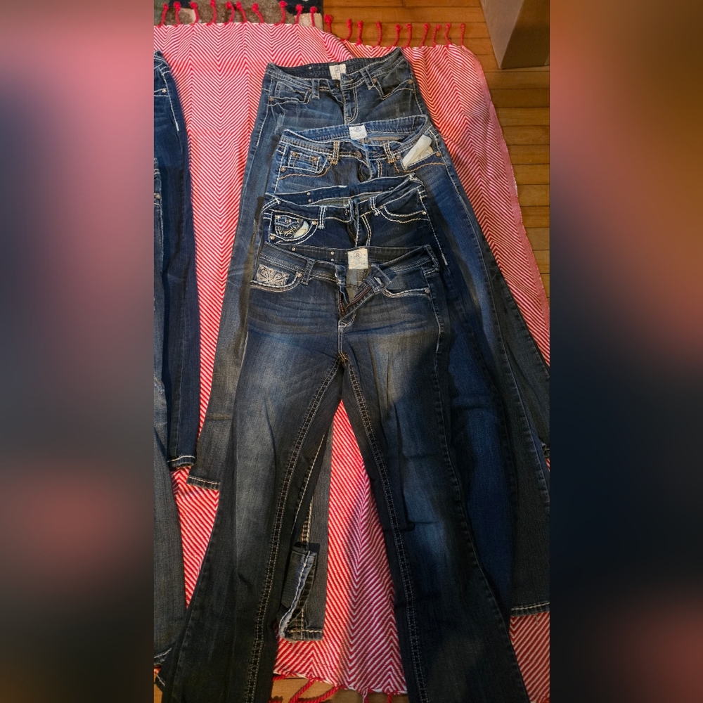 4 Prs. Realco Dark and Light Blue Denim Jeans Sz. 28